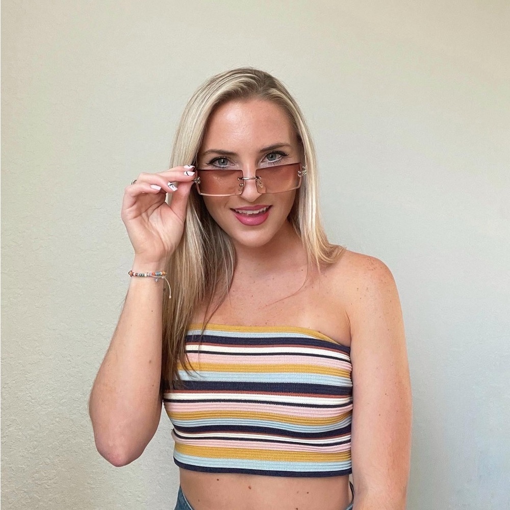 La Hearts Striped Tube Crop Top